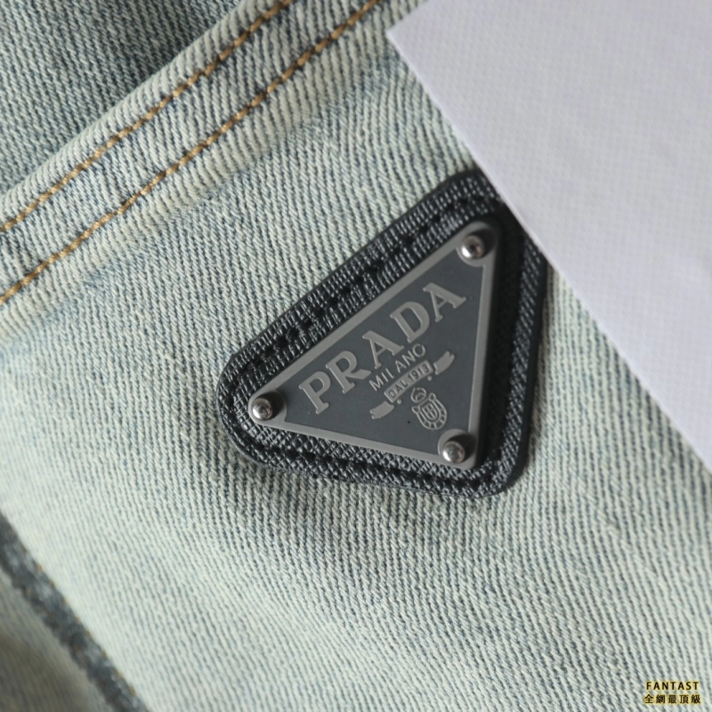 Prada普拉達 22FW 三角標素描描邊牛仔褲