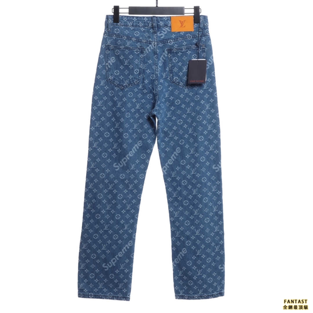 ​​​​​​​LVxSupreme聯名老花滿印牛仔長褲