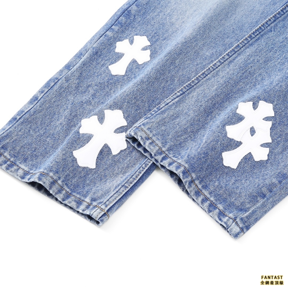 【上新】Chrome Hearts 21ss全球限量 最新藍牛白皮神褲 全網獨家首發 天價單品 