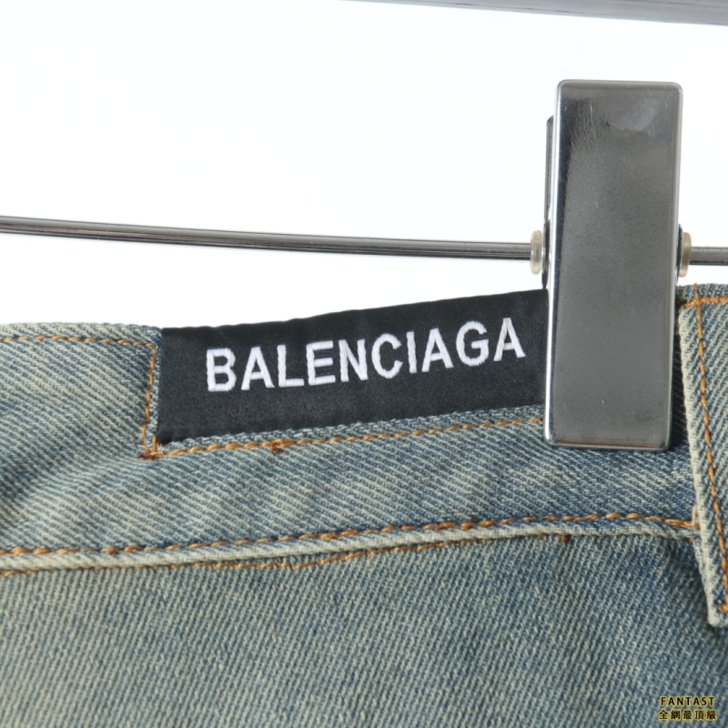 Balenciaga巴黎世家 刀割破洞迷彩雙層牛仔褲 