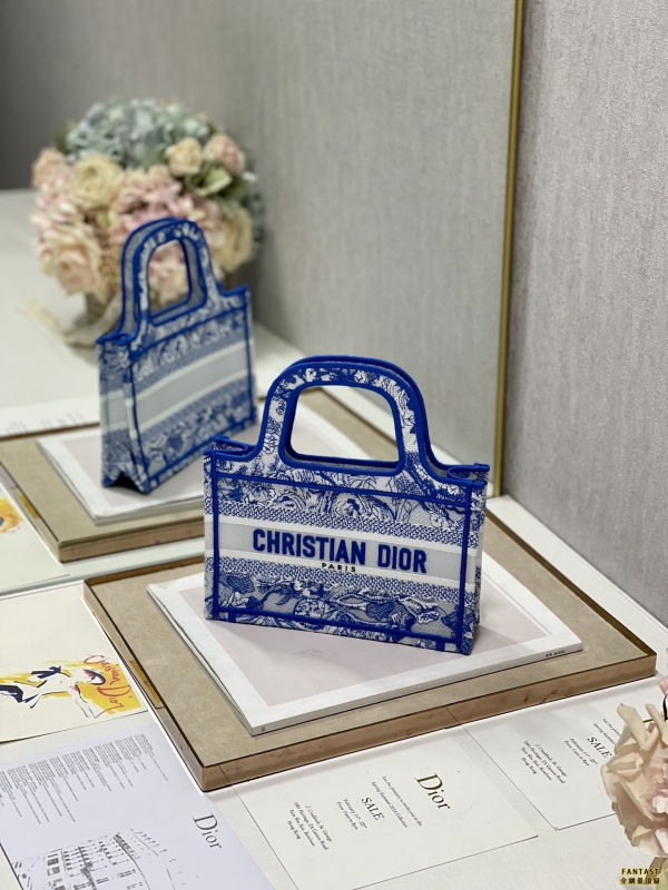 【透明熒光藍虎  新尺寸】 Dio.r  Mini Book tote 