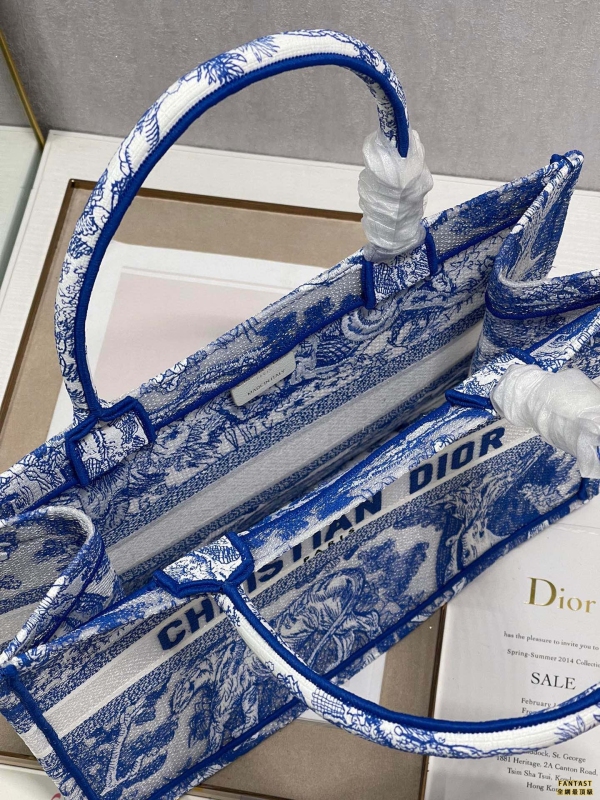 【透明熒光藍虎❤ 中號】 Dior book tote 購物袋