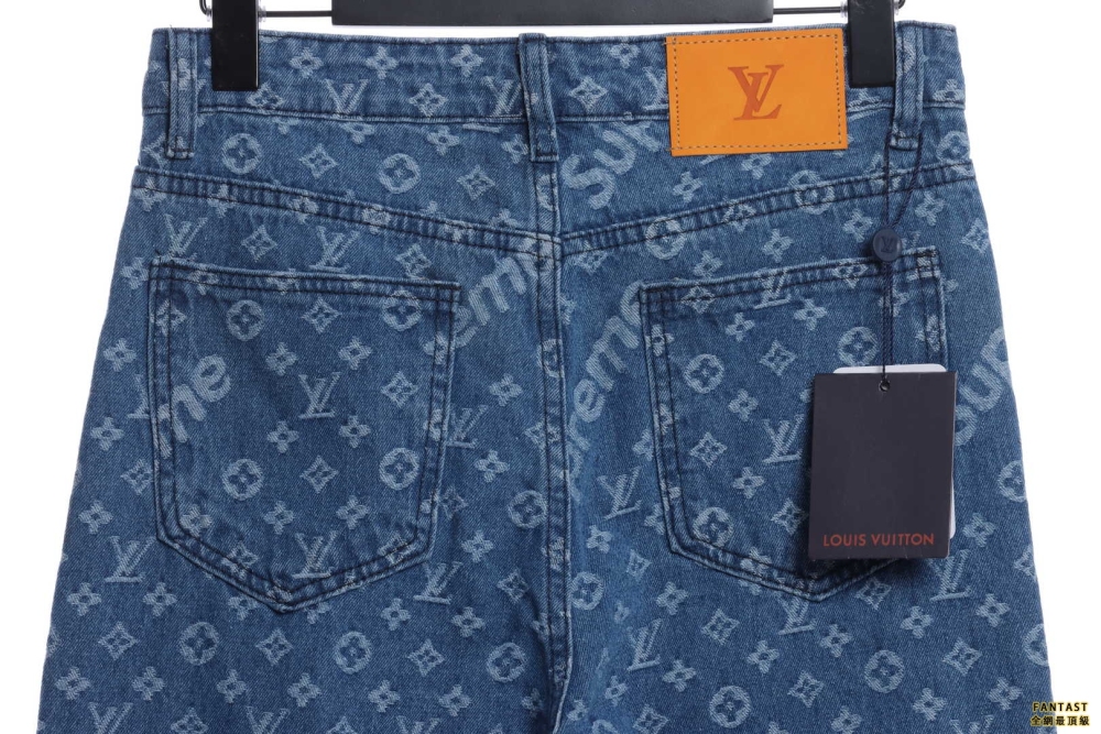 ​​​​​​​LVxSupreme聯名老花滿印牛仔長褲