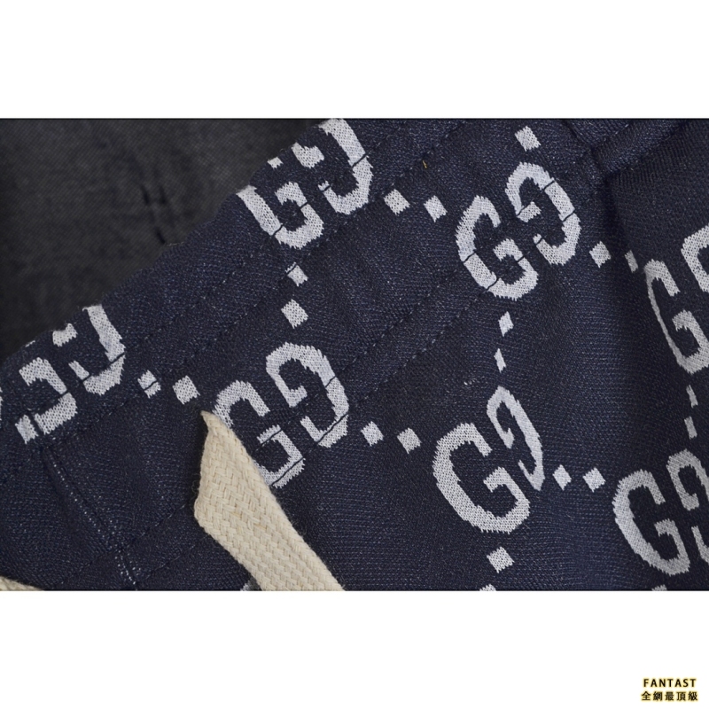 GUCCI/古馳 18ss 雙G藍色針織提花滿印LOGO長褲