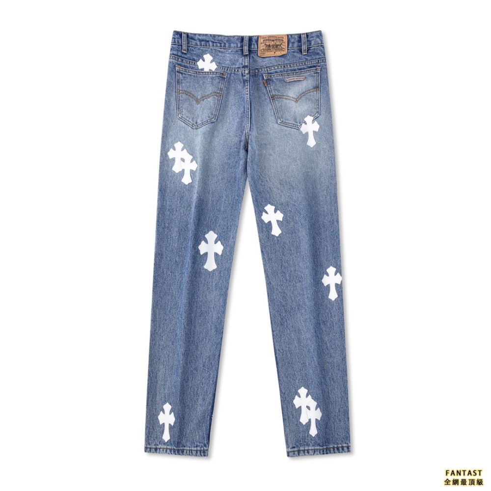【上新】Chrome Hearts 21ss全球限量 最新藍牛白皮神褲 全網獨家首發 天價單品 