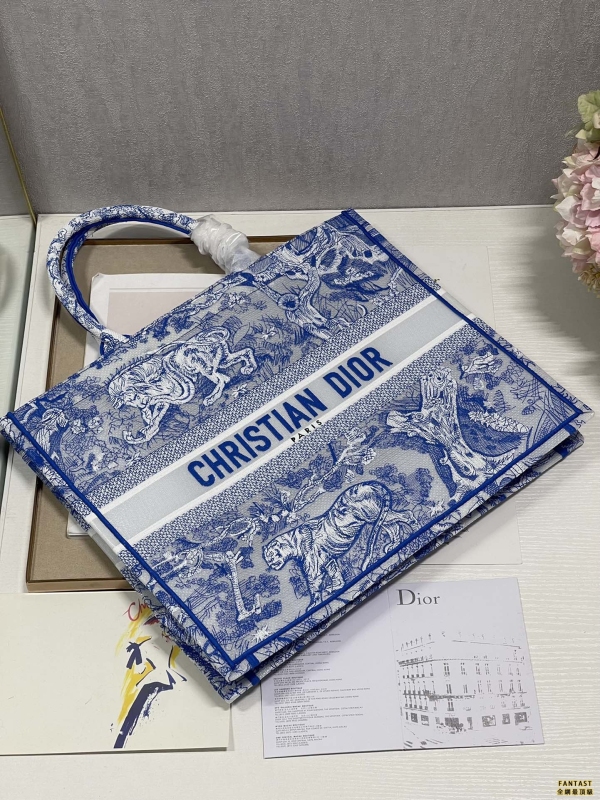 【透明熒光藍虎❤ 大號】 Dior book tote 購物袋