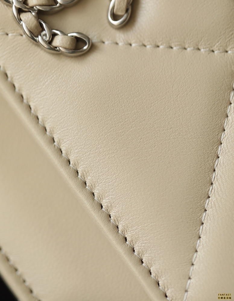 CHANEL22c早春新款 最新啞銀扣19WOC淺杏