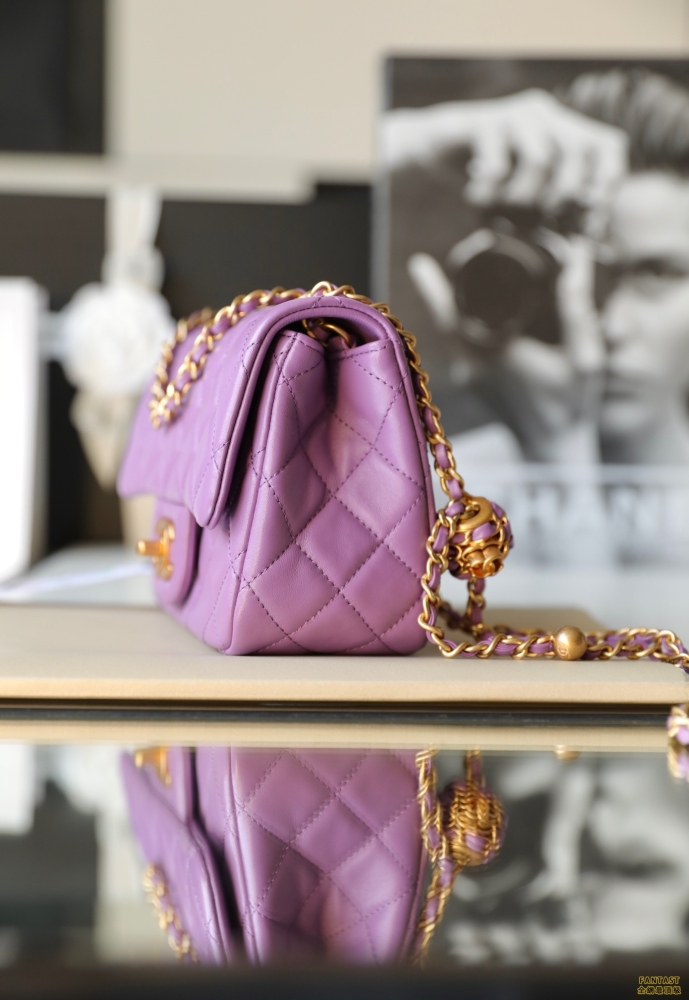 chanel編制金球包 22s 紫色丨大Mini 紫色