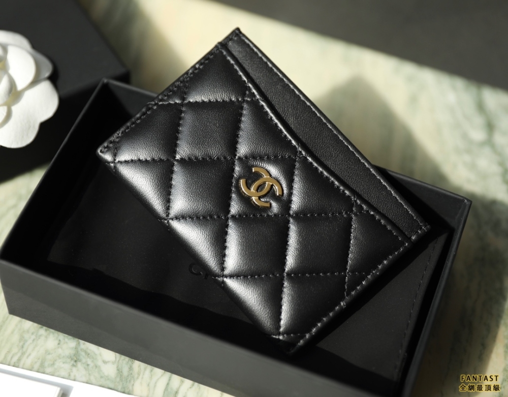 CHANEL CLASSIC 翻蓋零錢包 經典卡夾 細膩羊皮黑金