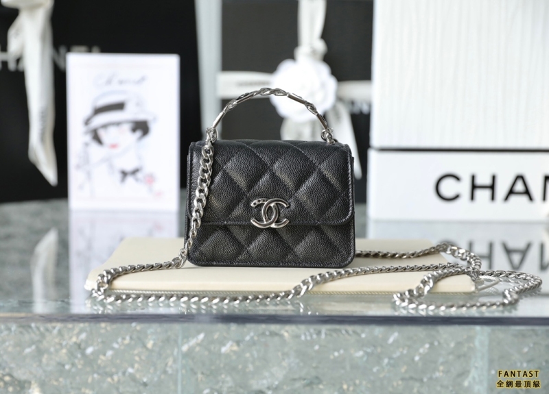 Chanel 22s春夏｜黑色小球 琺瑯手柄mini鏈條包