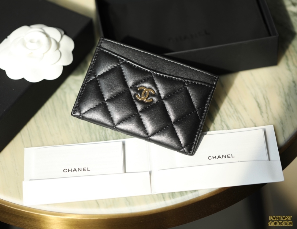 CHANEL CLASSIC 翻蓋零錢包 經典卡夾 細膩羊皮黑金