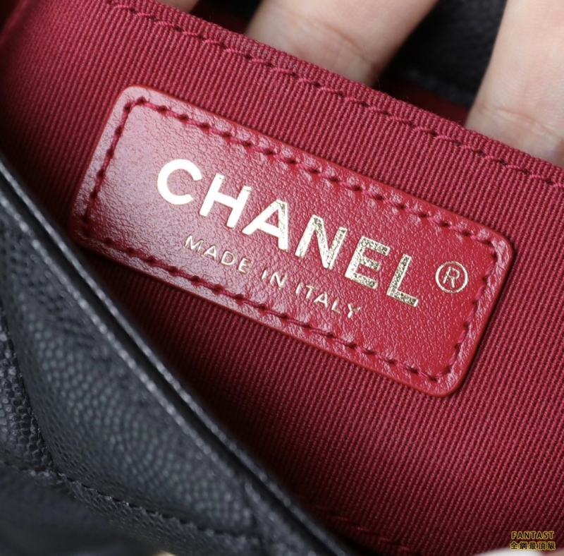 Chanel 22A手工坊 金幣鏈條口蓋包 mini黑色