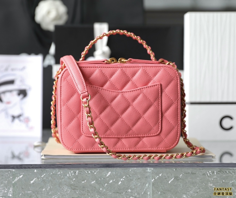 chanel 22s春夏 | 中號 Vanity case手柄相機包 珊瑚粉