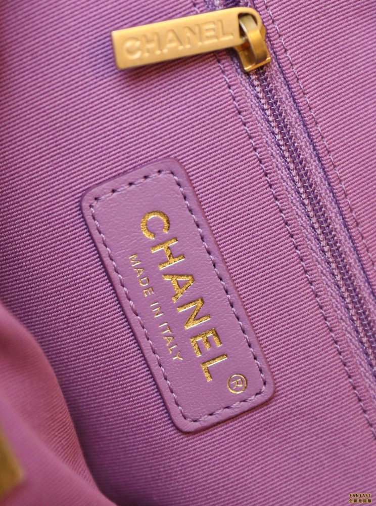 CHANEL22P 春夏系列 復古雙肩背包紫色