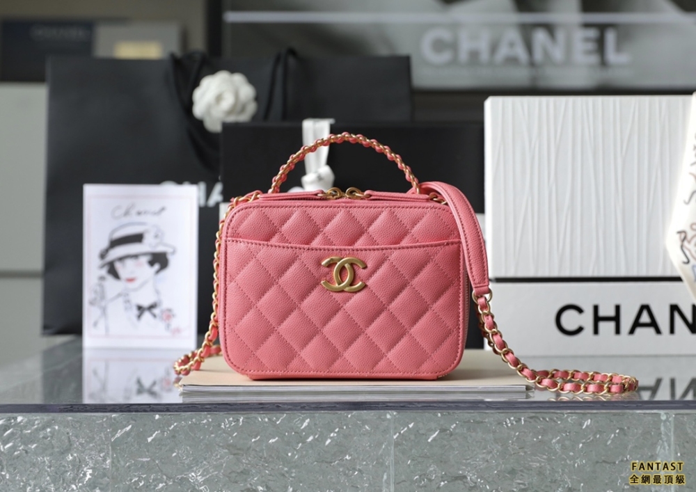 chanel 22s春夏 | 中號 Vanity case手柄相機包 珊瑚粉