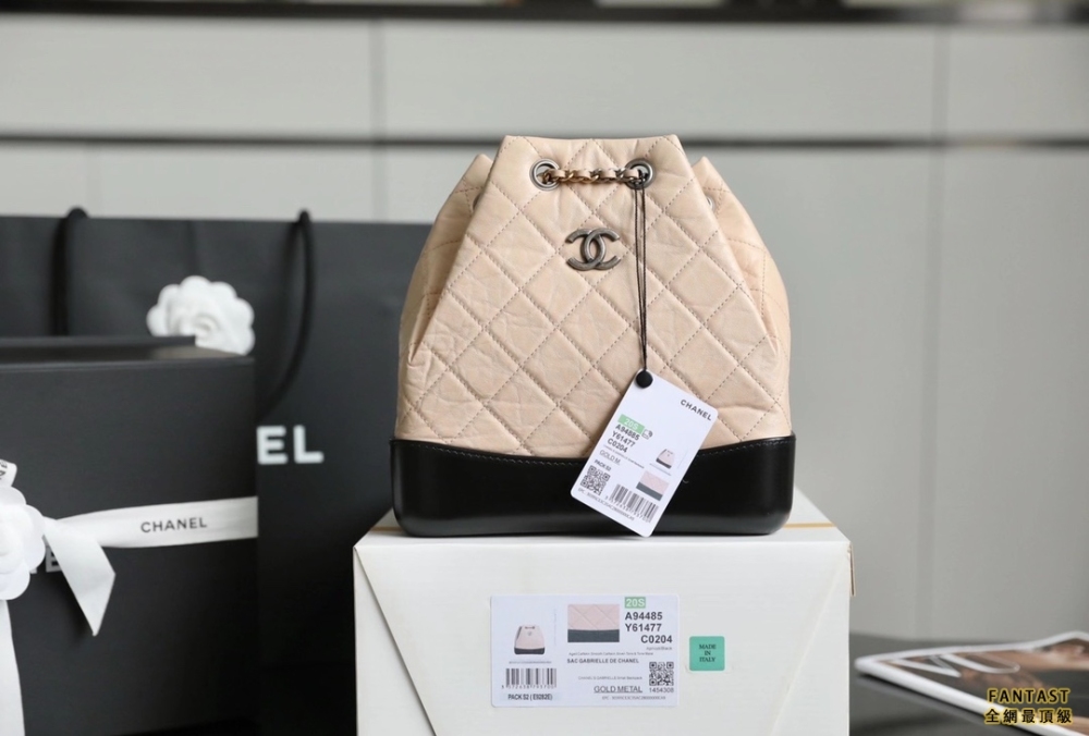 Chanel流浪雙肩包  黑/杏  gabrielle