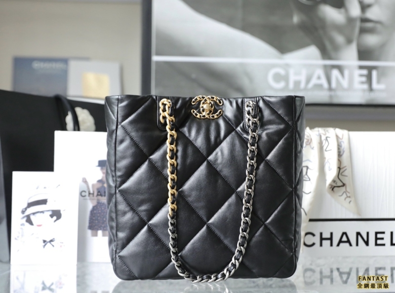 Chanel22/23秋冬 ShoppingBag19購物袋 黑色