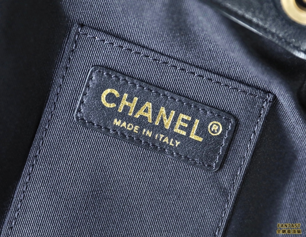 chanel 雙肩背包 黑色 22s抽繩水桶背包