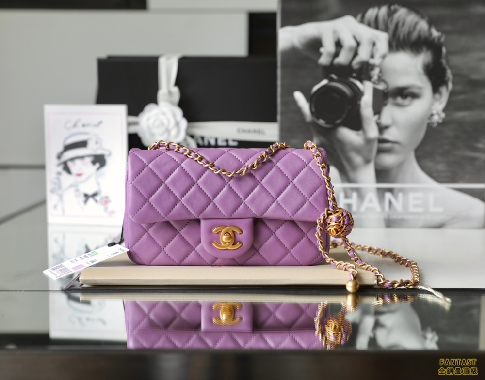 CHANEL 編制金球包 22s 紫色
