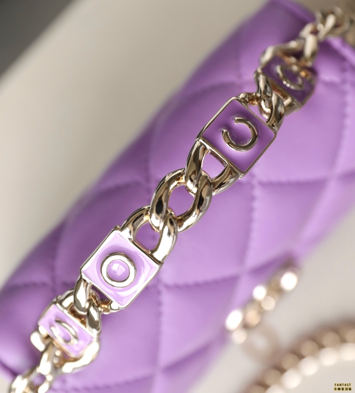 琺瑯手柄mini鏈條包 Chanel 22s春夏｜紫色