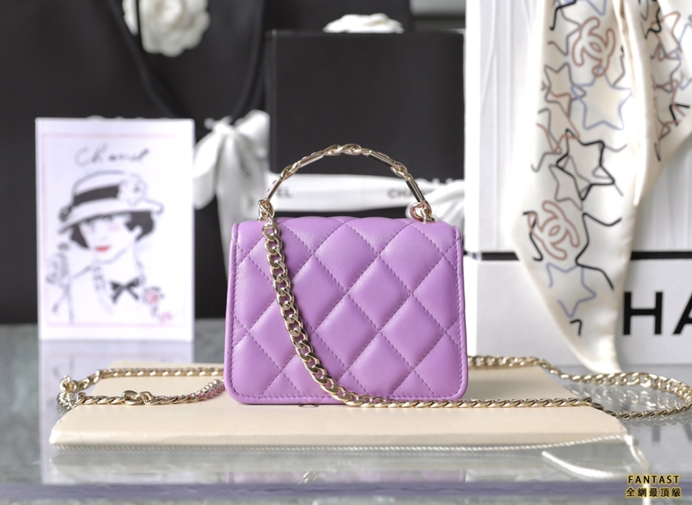 琺瑯手柄mini鏈條包 Chanel 22s春夏｜紫色
