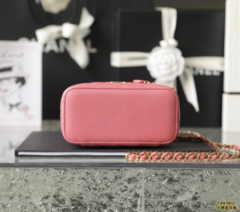 chanel 22s｜字母手柄長盒子 復古手腕化妝盒子 珊瑚粉