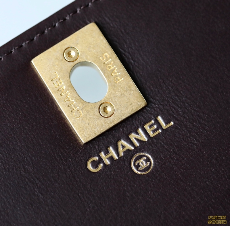 Chanel 22k秋冬 金柱調節鏈Woc 深棕