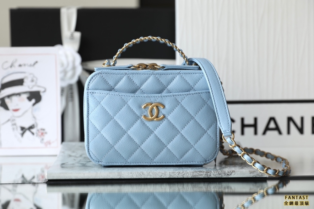 Chanel 22s相機包 小號 Vanity case手柄相機包 藍色