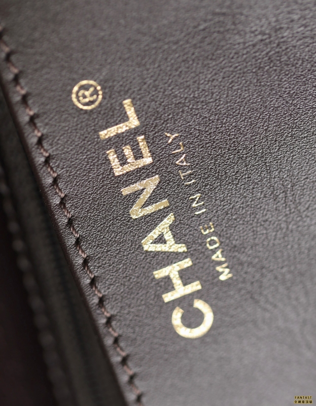 Chanel 22k秋冬 小金柱調節鏈口蓋包/大號 深棕 