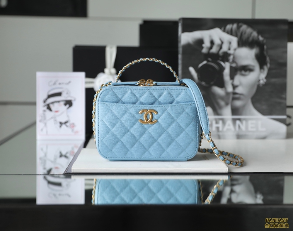 Chanel 22s相機包 中號 Vanity case手柄相機包 藍色