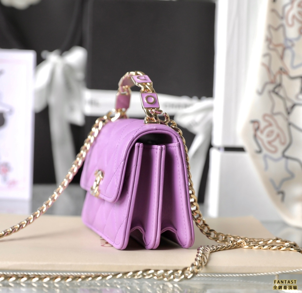 琺瑯手柄mini鏈條包 Chanel 22s春夏｜紫色