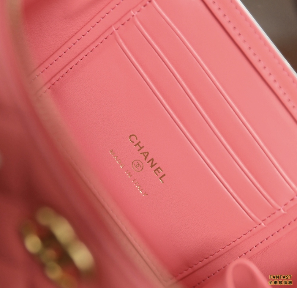 chanel 22s｜字母手柄長盒子 復古手腕化妝盒子 珊瑚粉