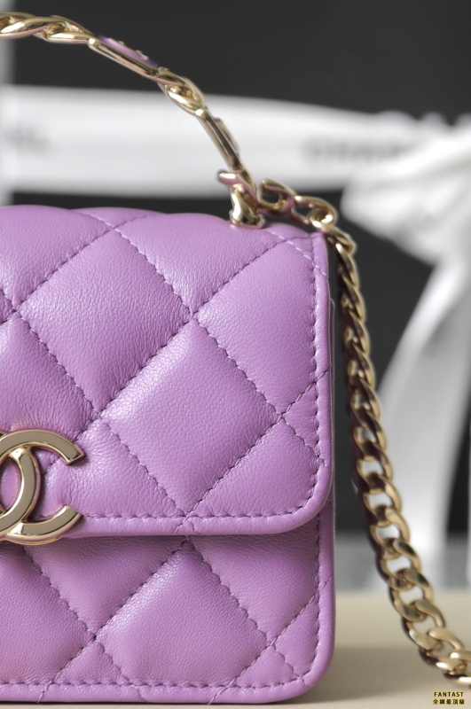 琺瑯手柄mini鏈條包 Chanel 22s春夏｜紫色