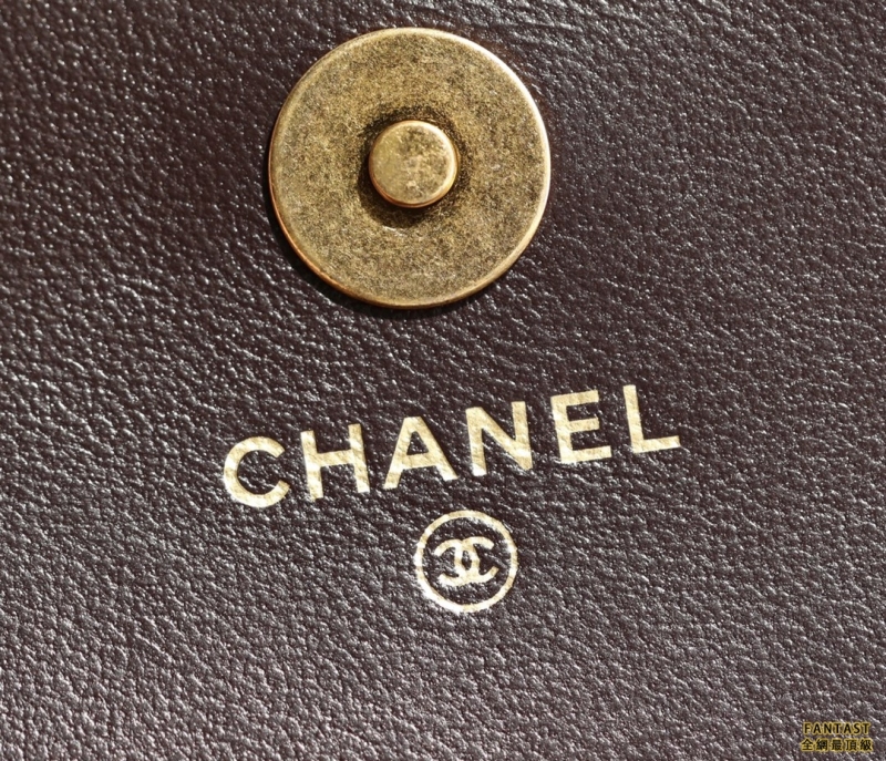 Chanel 22k秋冬 小金柱調節鏈手機包 深棕