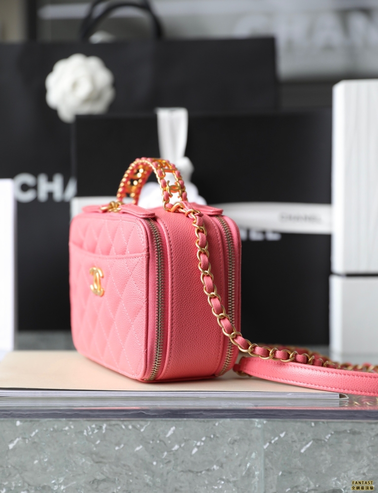 Chanel 22s相機包 小號 Vanity case手柄相機包 珊瑚粉
