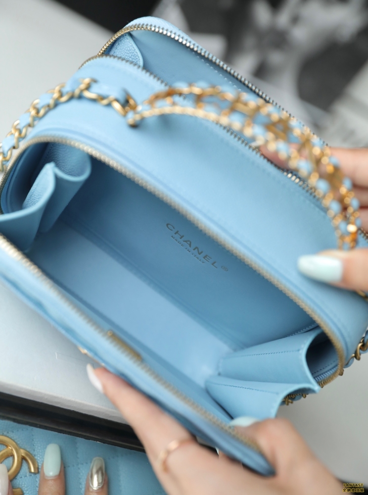 Chanel 22s相機包 中號 Vanity case手柄相機包 藍色
