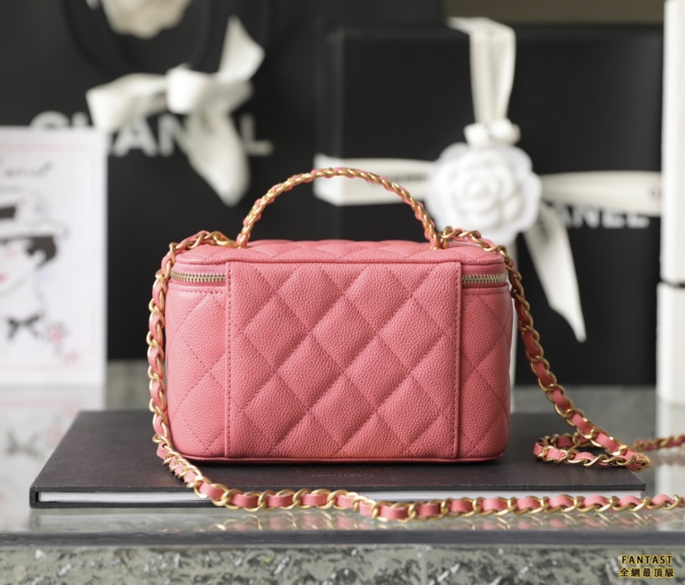 chanel 22s｜字母手柄長盒子 復古手腕化妝盒子 珊瑚粉