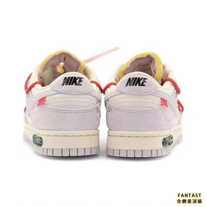 【Unicorn獨家版本】OFF-WHITE x Nike Low “The 50”NO.33聯名款 紅鞋帶淡粉扣  時尚低幫悠閒板鞋 灰白
