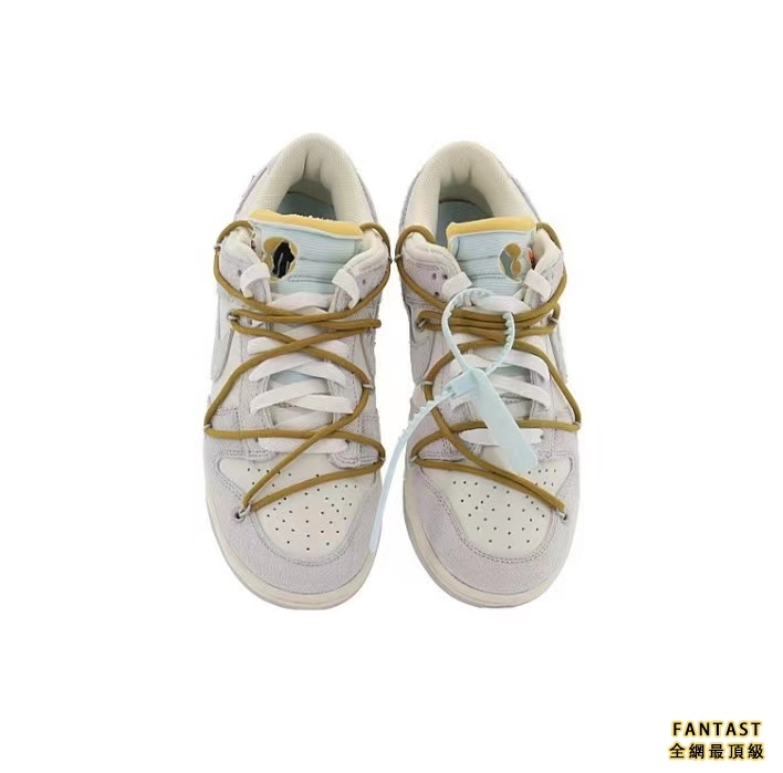 【Unicorn獨家版本】OFF-WHITE x Nike Low “The 50”NO.37 棕色鞋帶冰藍扣 低幫悠閒板鞋 灰白