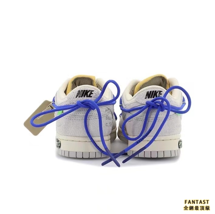 【Unicorn獨家版本】OFF-WHITE x Nike Low “The 50”NO.32聯名款 藍鞋帶 灰扣 耐磨低幫板鞋 灰白