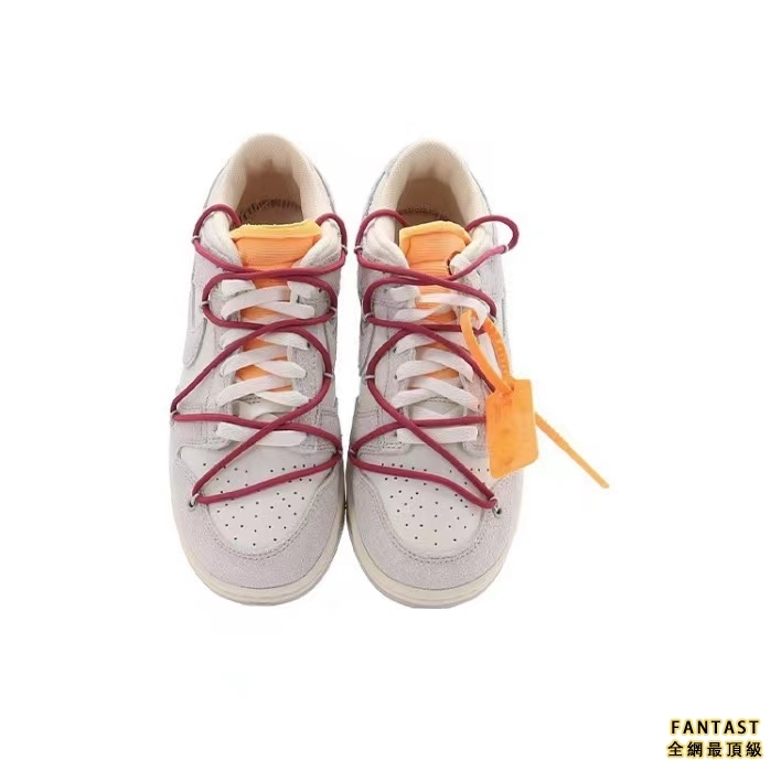【Unicorn獨家版本】OFF-WHITE x Nike Low “The 50”NO.35聯名款 紅鞋帶 橙扣 悠閒板鞋 灰白#送禮推薦