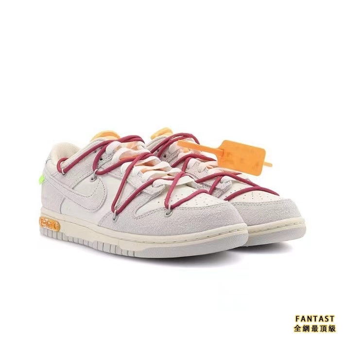 【Unicorn獨家版本】OFF-WHITE x Nike Low “The 50”NO.35聯名款 紅鞋帶 橙扣 悠閒板鞋 灰白#送禮推薦