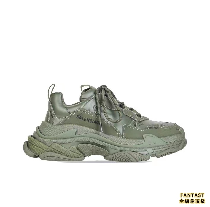 【Unicorn獨家版本】Balenciaga 巴黎世家 Allover Logo Triple S 耐磨透氣 低幫悠閒老爹鞋 軍綠色