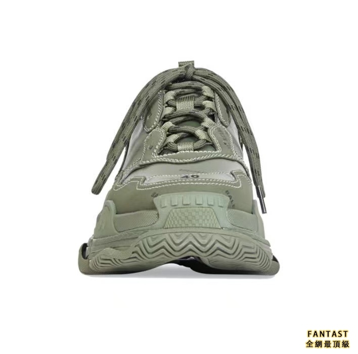 【Unicorn獨家版本】Balenciaga 巴黎世家 Allover Logo Triple S 耐磨透氣 低幫悠閒老爹鞋 軍綠色