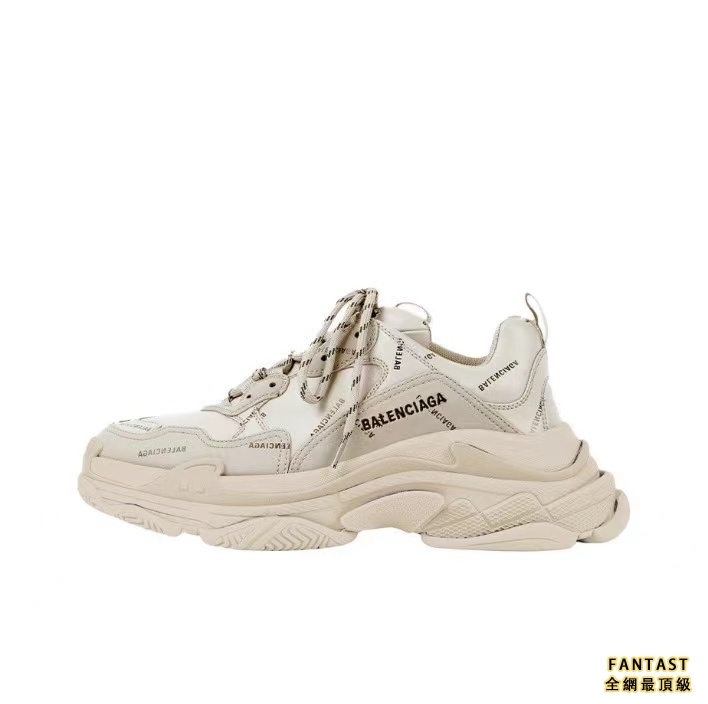 【Unicorn獨家版本】Balenciaga 巴黎世家 Allover Logo Triple S 潮流百搭悠閒老爹鞋 米色