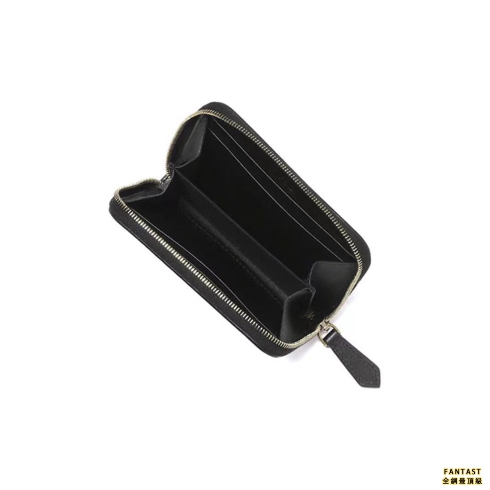 FENDI 芬迪 金屬小怪獸眼睛 皮革 短款拉鏈錢包錢夾 男女通用 黑色 潮酷推薦