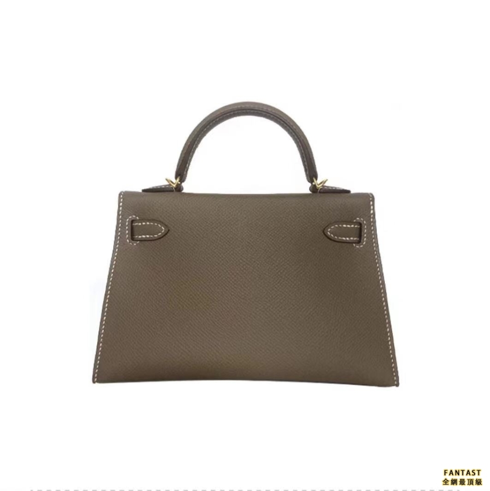 HERMES愛馬仕 Mini Kelly 二代 金扣 Epsom牛皮 凱莉包手提單肩斜挎包 女款 18 Etoupe 大象灰