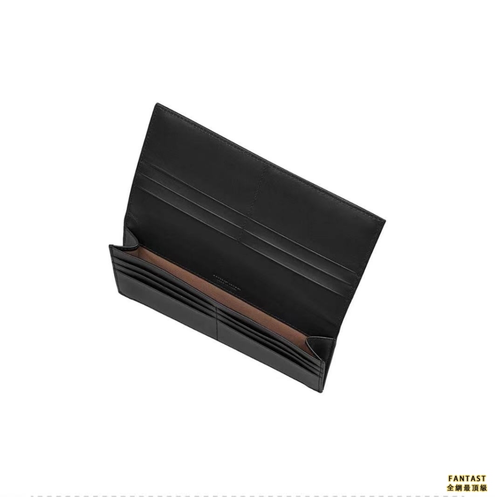 Bottega Veneta 葆蝶家 皮革編織長款折疊錢夾錢包 男款 黑色