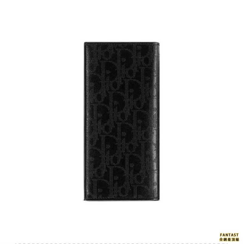 DIOR 迪奧 Oblique Galaxy 老花滿印印花效果皮革 豎版長款錢包卡包 男款 黑色