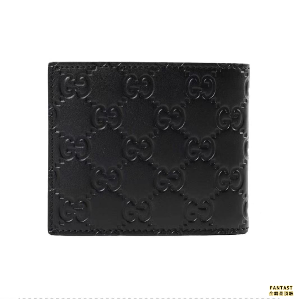 Gucci 古馳 老花Logo壓紋 牛皮 短款雙折錢包錢夾 男款 黑色經典推薦